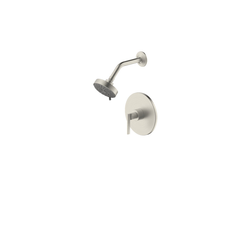 Ardua Collection Shower Trim Only: 4-Function 4" Round Shower Head, Single Handle Set & Rough-in Valve Included - Spot Resist Brushed Nickel