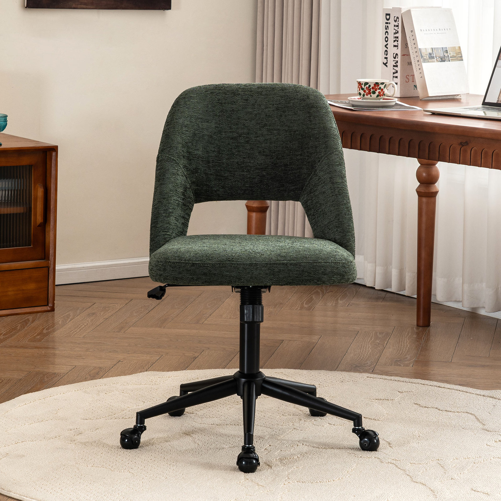 Gramercy Office Chair with Lumbar Support, Green Fabric