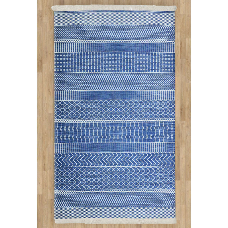 Tapis marocain rectangulaire en polypropylène Kilim, Rectangle 2 pi 6 po x 4 pi 11 po