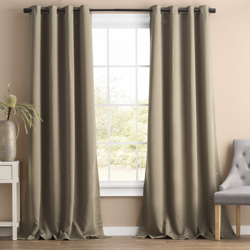 Adina Sevan Solid Thermal Grommet Curtain Panels, 52"W x 84"L, Olive
