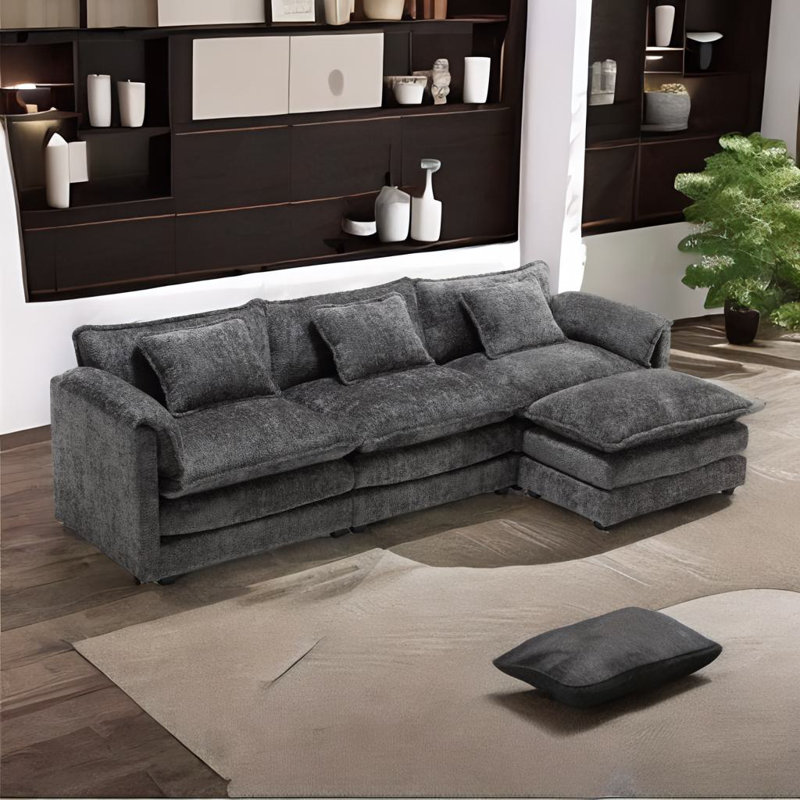 L-shape Sectional Sofa, Dark Gray