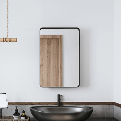 Metal Framed Medicine Cabinet With Mirror And Adjustable Shelves, Accent Cabinet