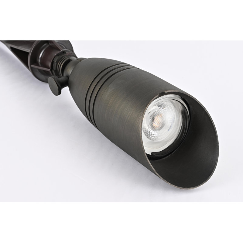Dark Bronze Cast Brass Outdoor Spot Light with Convex Glass Shade