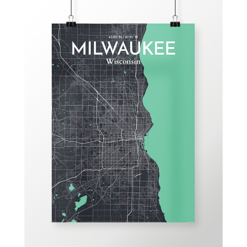 Milwaukee City Map - No Frame Print, 61cm H x 45.7cm W x 0.13cm D