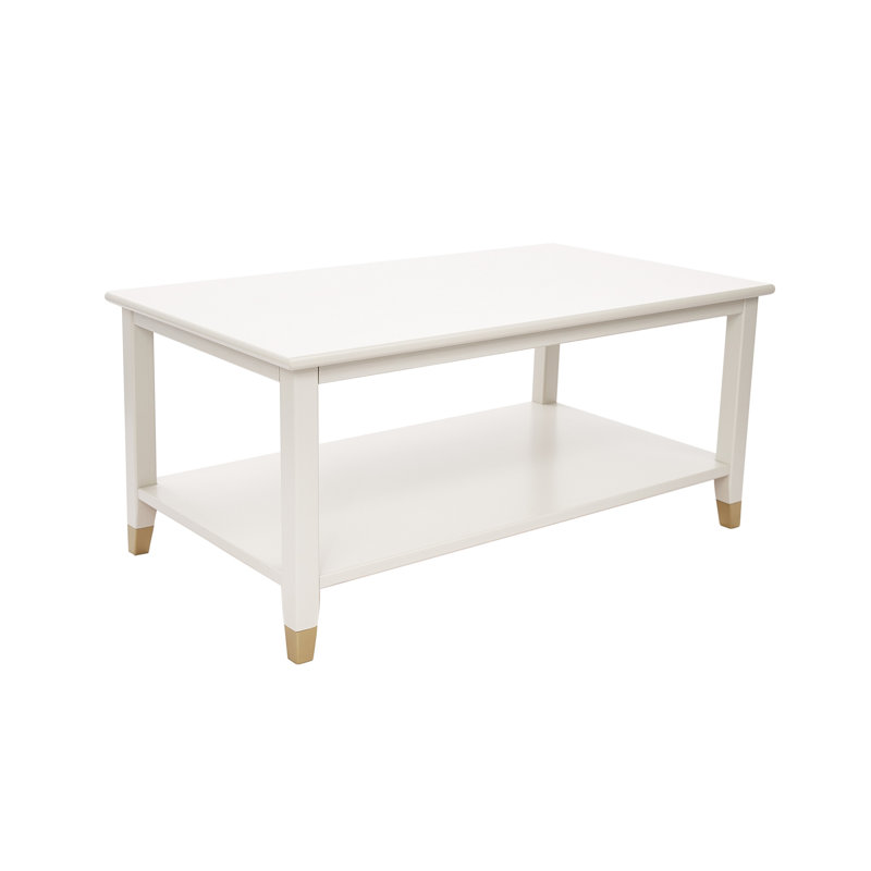 Athina Frame Coffee Table with Storage, White, White