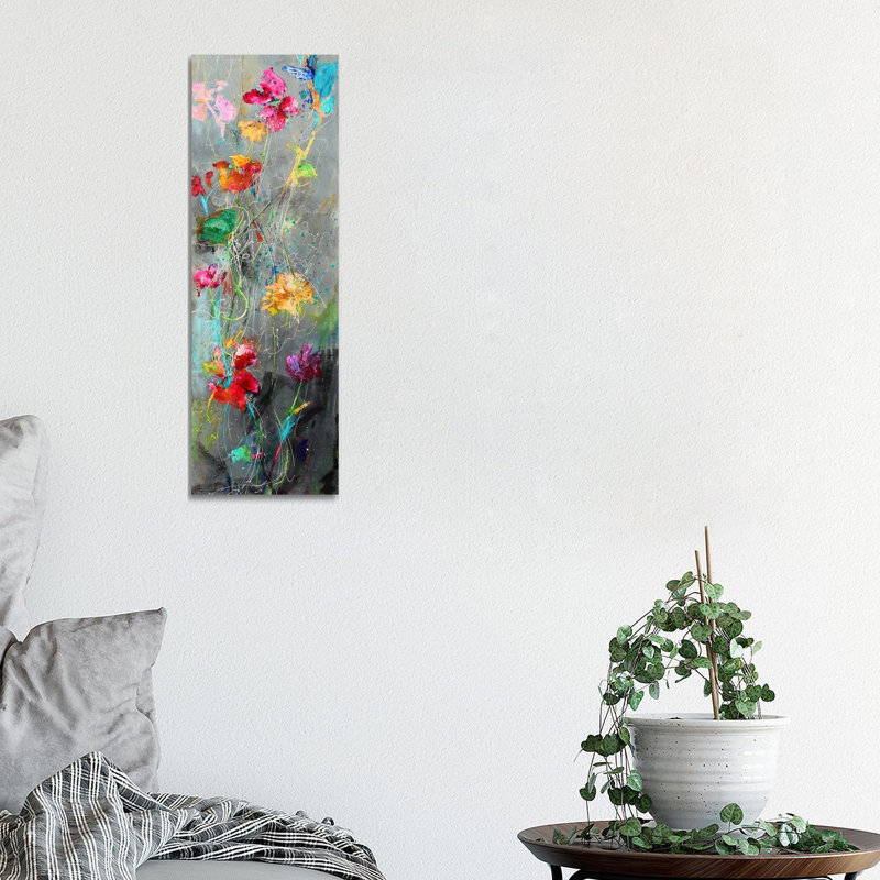Fleurs longues - reproduction d'art murale - toile encadrée, H 36 po x l 12 po, Toile tendue, Ne s’applique pas