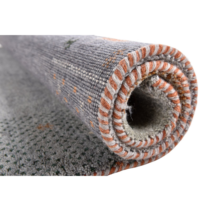 No Pattern And Not Solid Colour Handmade Looped/Hooked Gray Area Rug, Rectangular 70 x 140cm