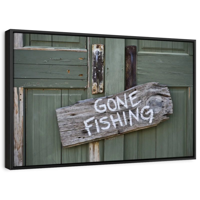 Impression sur toile «Rustic Gone Fishing», H 29 po x l 43 po