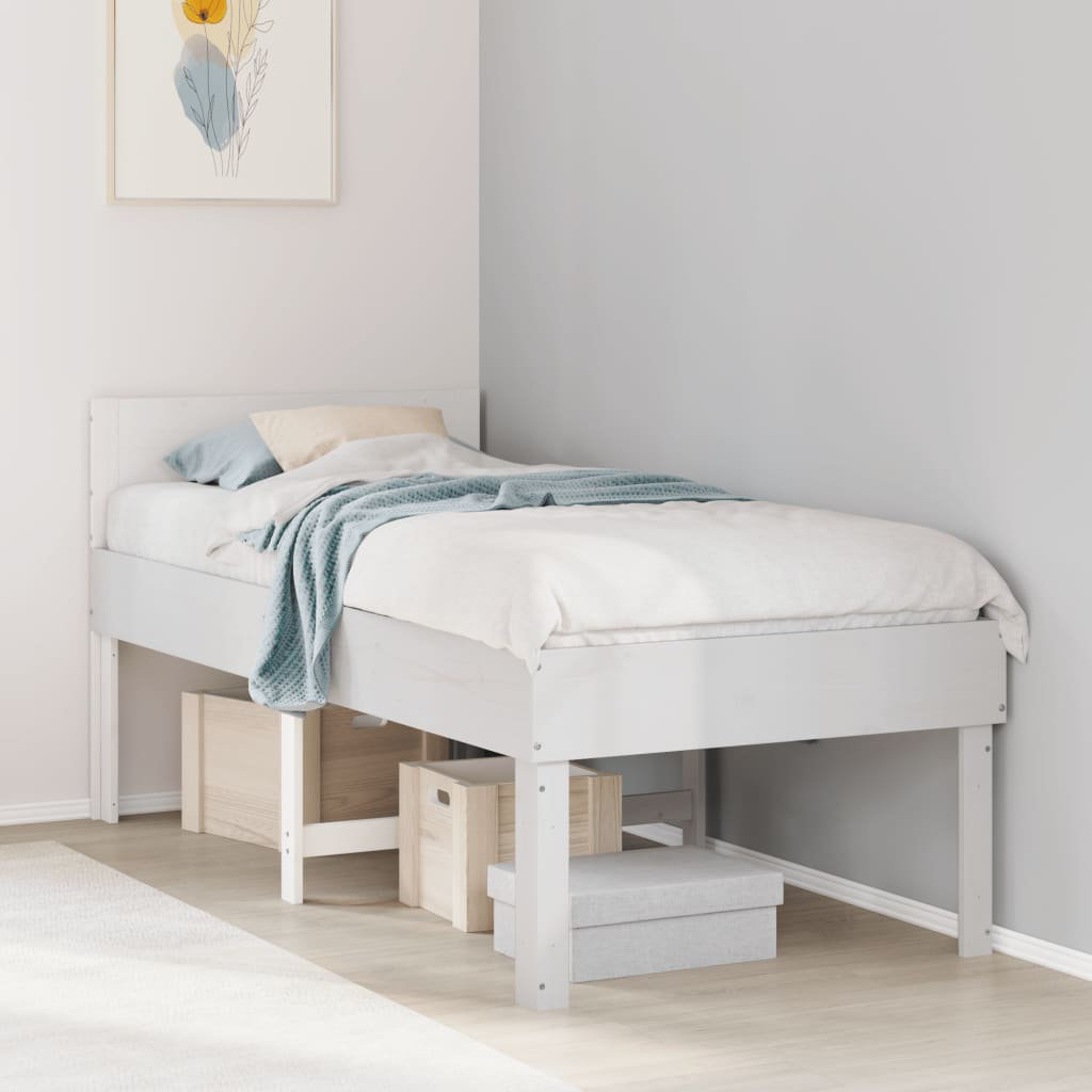 Vidaxl (White, 75 X 190 Cm) Bed Frame Without Mattress Bed Base Mattress Foundation Solid Wood Pine - Image 3
