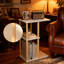 Table de bout en forme de C avec rangement à 3 niveaux, table d'appoint peu encombrante pour canapé, salon, chambre à coucher et bureau personnel, assemblage facile