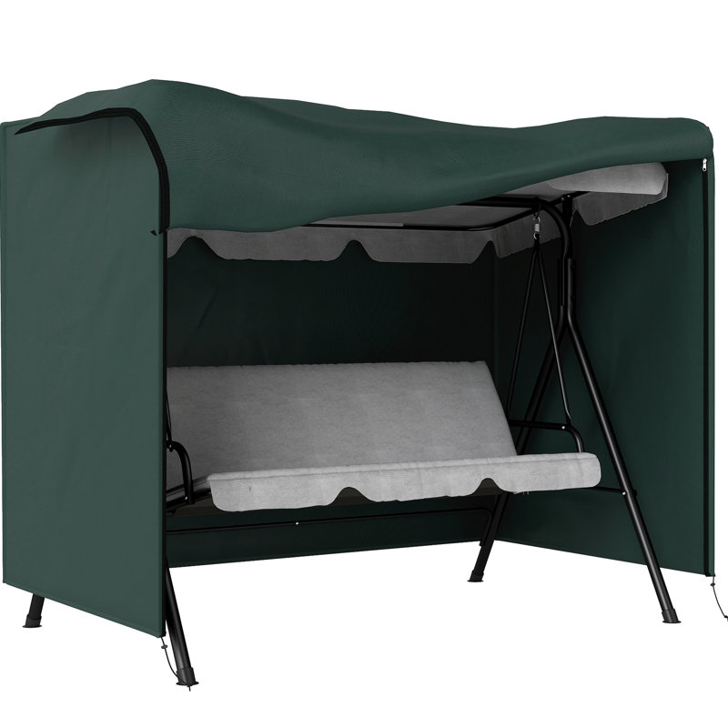 Housse de patio - tissu foncé, protège les meubles, ventilation respirante, étanchéité réglable, accès à fermeture à glissière, structure pliable, balançoire d'extérieur de 80,75 po x l 48,75 po x l 64,5 po, design, cordon