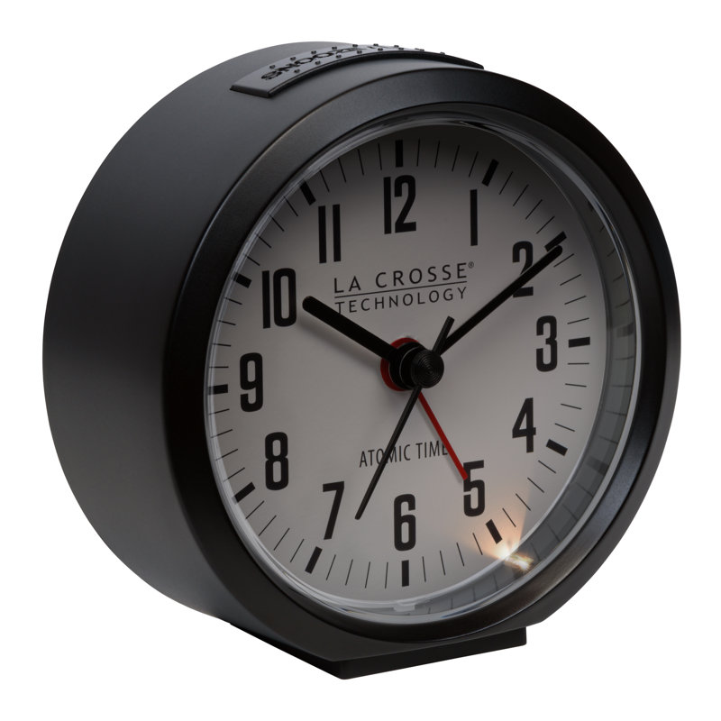 4-Inch Round Black Atomic Analogue Alarm Clock