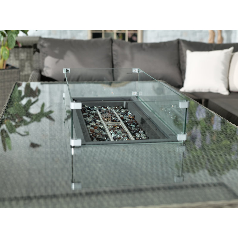 PARIS 7pc Deluxe Modular Corner Dining Set 2pc LH / RH Sofa, 1pc Corner Chair, 1pc Middle Chair & 1 Bench with 170x100cm Firepit Table