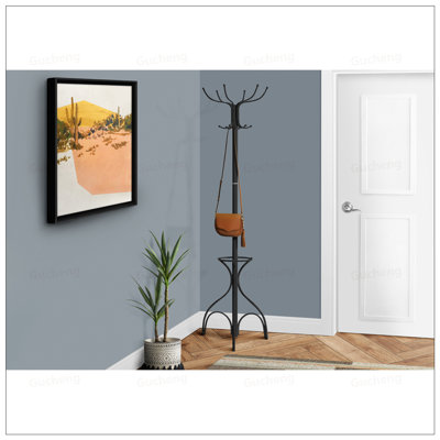 Classic Free Standing Coat Rack With 12 Hooks And Umbrella Holder, Ideal For Entryway And Bedroom Organization
