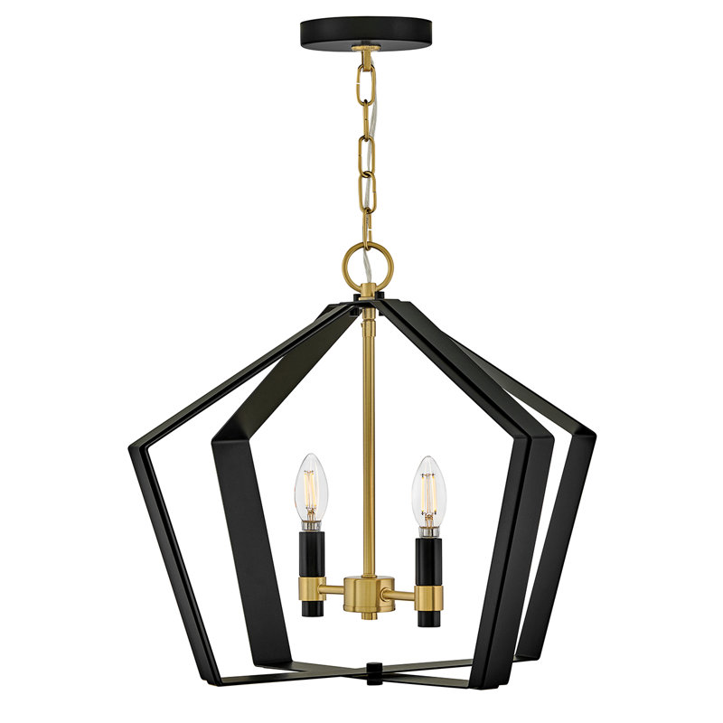 Sammi 20" 2-Light Candle Open Frame Pendant, Black