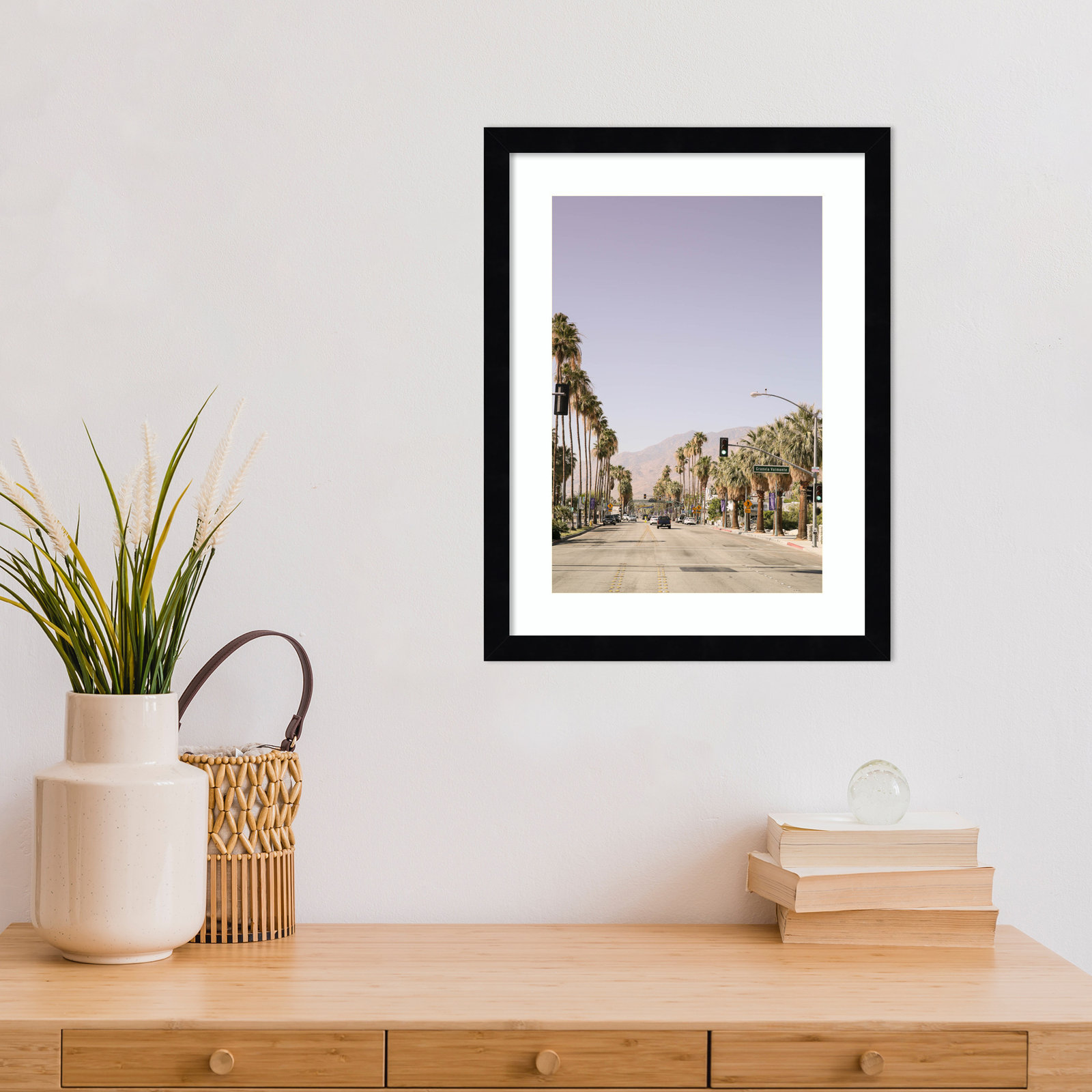 Daisey "Palm Spring Street" Print, Black, 17" H x 13" W