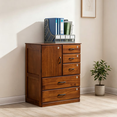 Classeur simple en bois massif brun verrouillable Simple