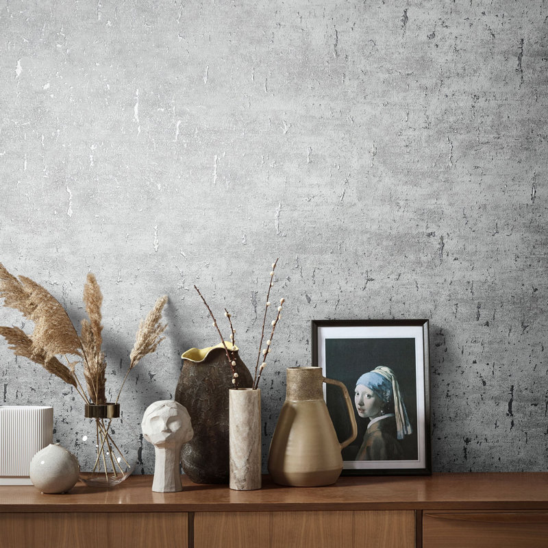 Air Collection Cork Effect Textured Wallpaper Roll, Gray