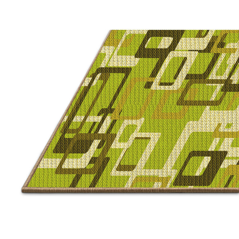 Tapis en laine vert / beige, Rectangle 8 pi x 12 pi