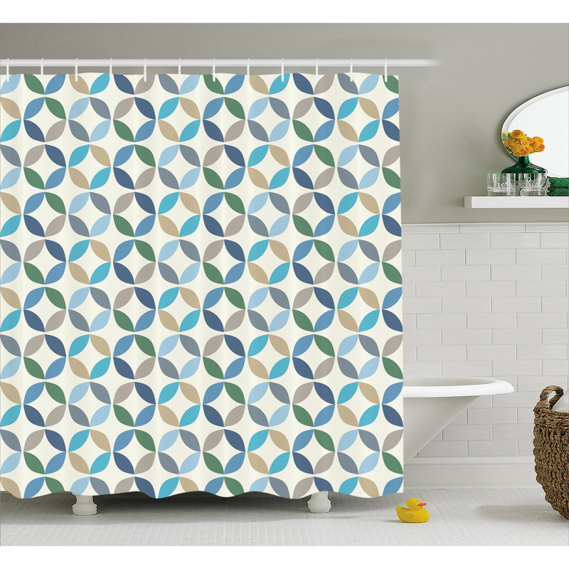 Geometric Shower Curtain with Hooks Included, 69" H x 75" W
