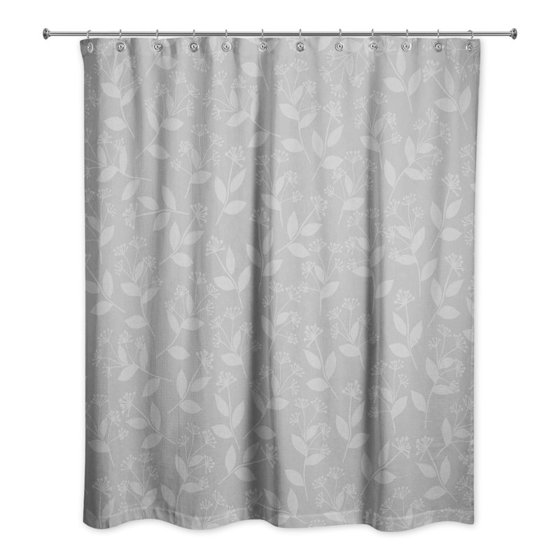 Rideau de douche simple à motif floral Warrenup, gris