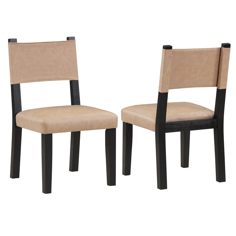 Chaise de salle à manger rembourrée Rickye, Tanné, Noir, noir, noir, noir