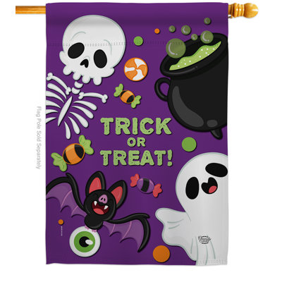 Double Sided 40'' H x 28'' W Polyester Halloween House Flag