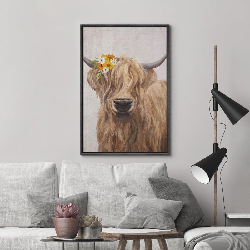 Highland Shetland, vache, animaux, décor naturel, ferme, faune sauvage, H 36 po x l 24 po, Cadre flottant noir
