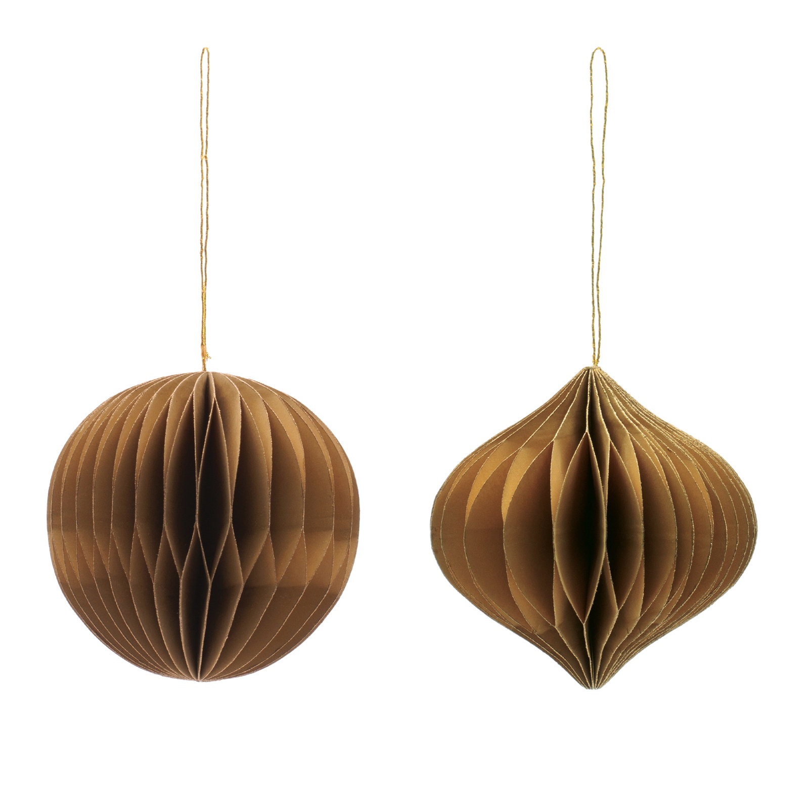 Round Paper Ornament Set of 12, Gold