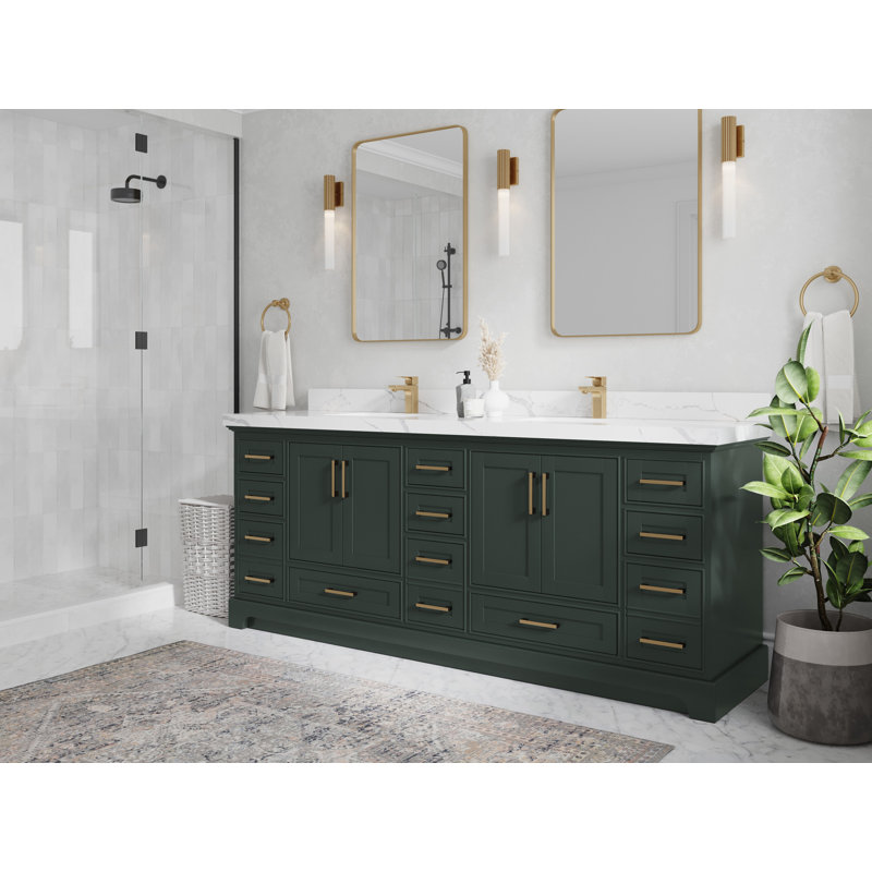 Ensemble de meuble-lavabo double 84 po, Blanc; gris