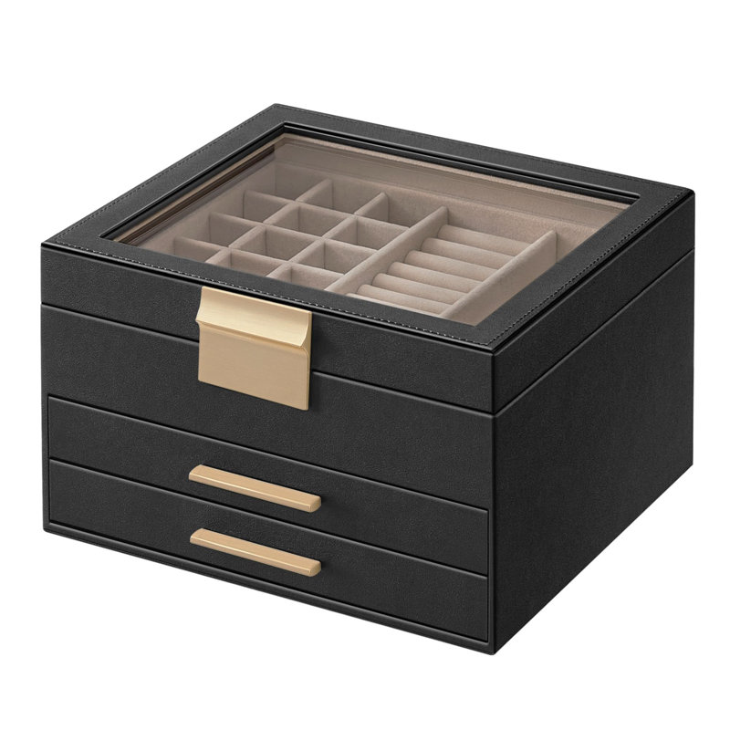 Wood Jewellery Box, Black/Golden