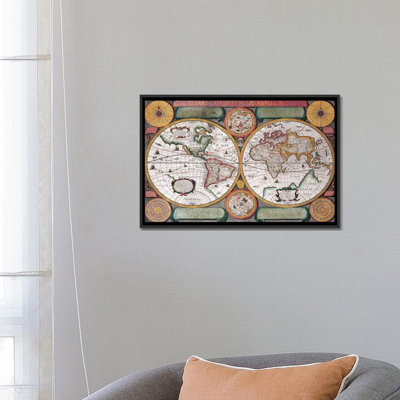 Antique Map Terre Universelle, 1594, impression sur toile