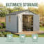 Remise de rangement extérieure 8 x 8 pieds avec film protecteur, quatre fenêtres à lumière du jour, portes verrouillables, remise blanche.-122107881-122107883