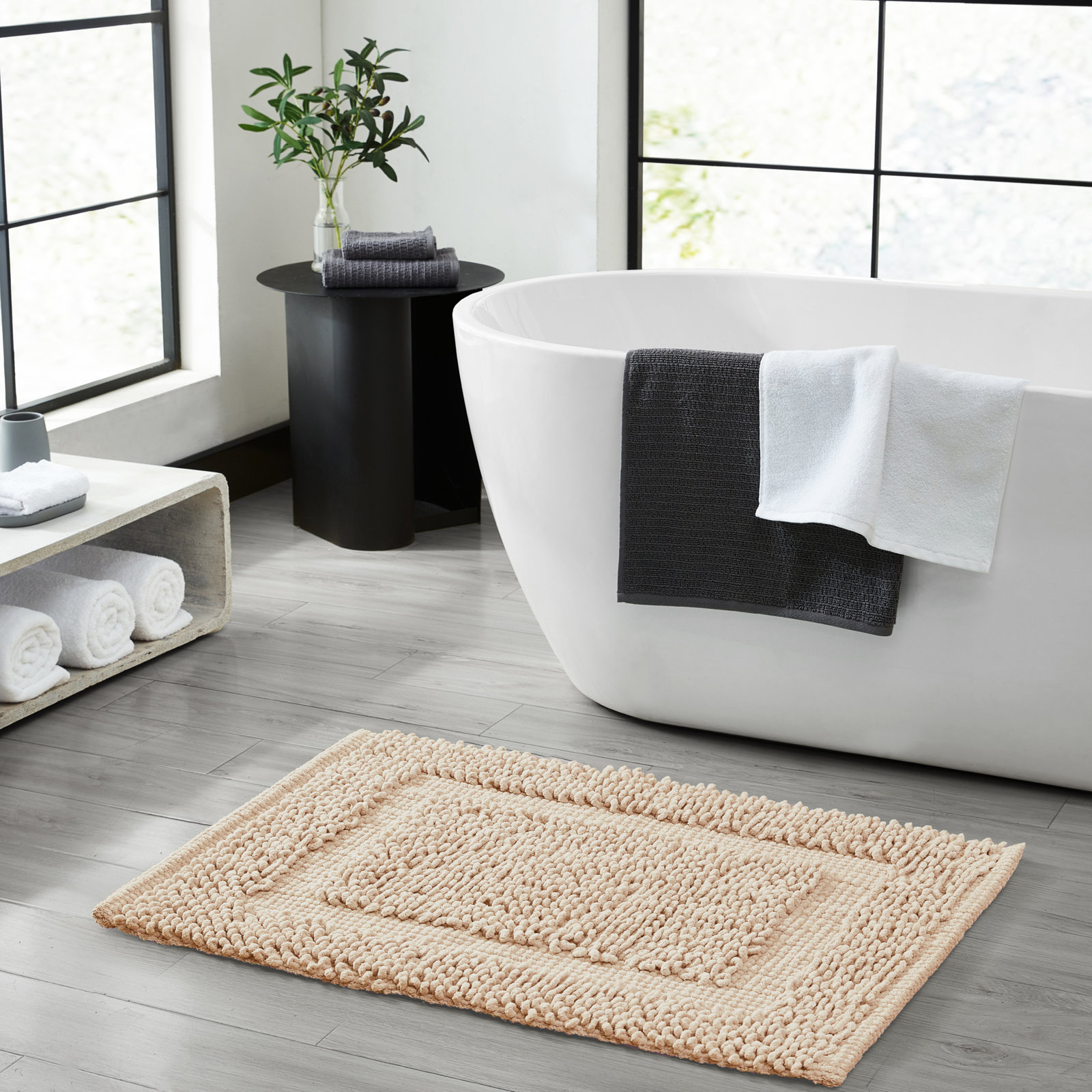 Payten Classic Cotton Bath Mat, Ivory, Single - 27"W x 45"L