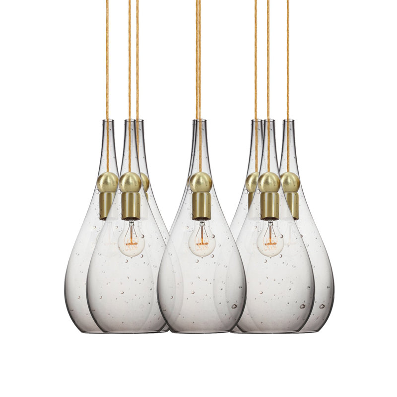 Earth 8 - Light Chandelier, Smoke Glass, Ship Rod, 108" H x 18" W x 18" D