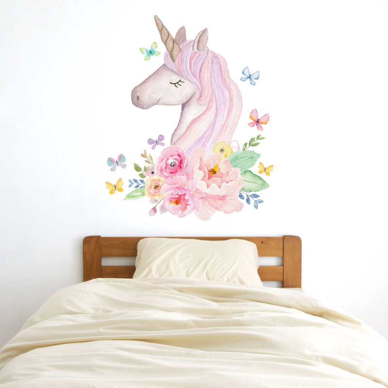 Watercolour Unicorn Wall Sticker, 91cm H x 74cm W