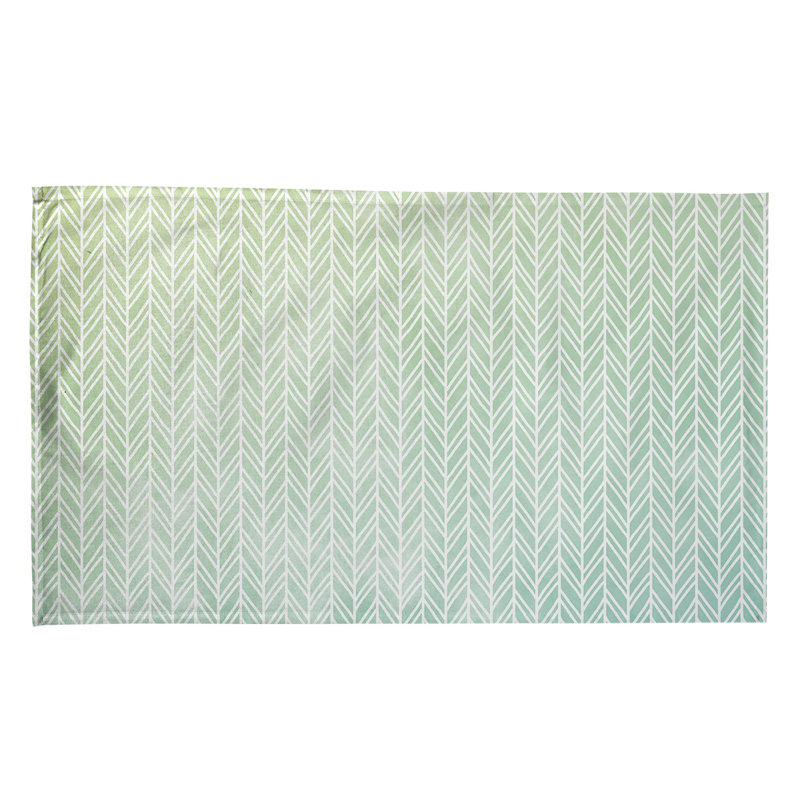 Serviette à thé à motif chevrons, Sergé de coton, Vert clair