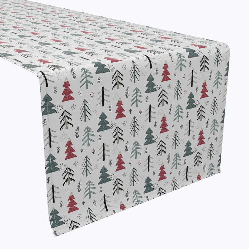 Fabric Textile Products, Inc. Table Runner, 100% Cotton, Christmas Tree Doodle, 16" x 72"