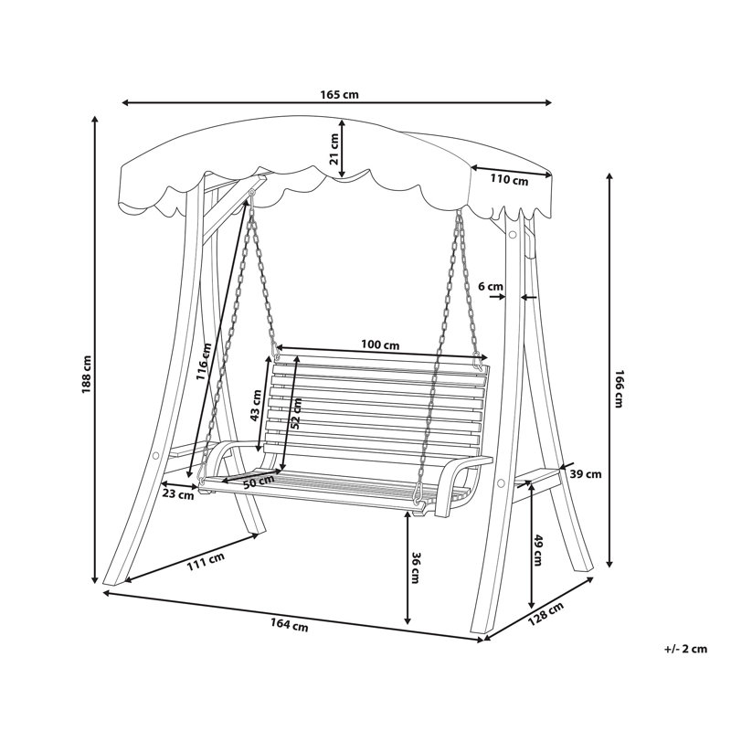 Lechlade 2 Person Porch Swing with Canopy