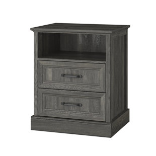 Farmhouse Nightstand With 2 Drawers, Wooden Bedside End Table Small Dresser For Bedroom, Living Room (Set of 2)