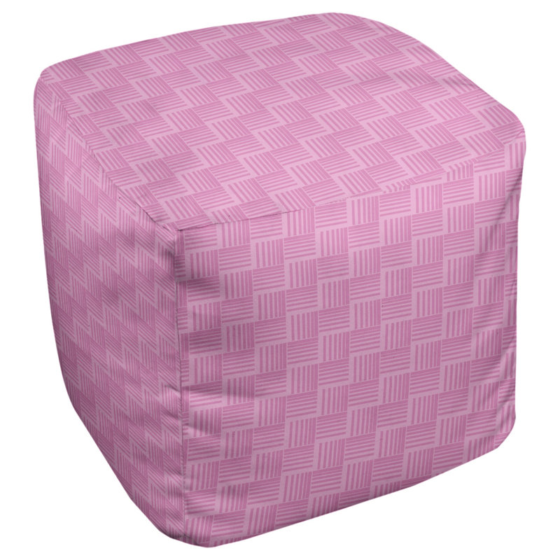 Repose-pieds cubique à rayures classic basketweave, Rose