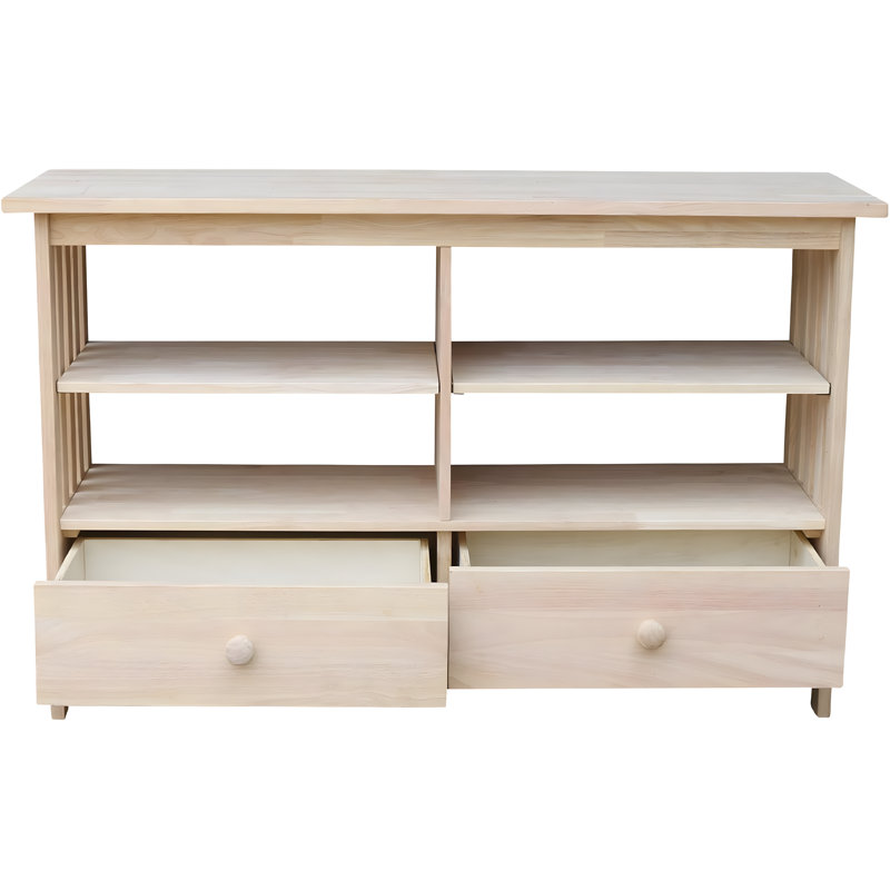Solid Parawood TV Stand With Customizable Finish, Easy Assembly, And Ample Storage Space