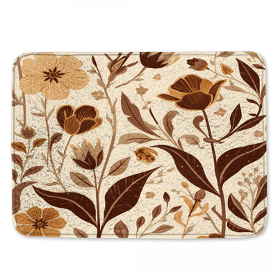 Botanical Floral Illustration Bath Mat