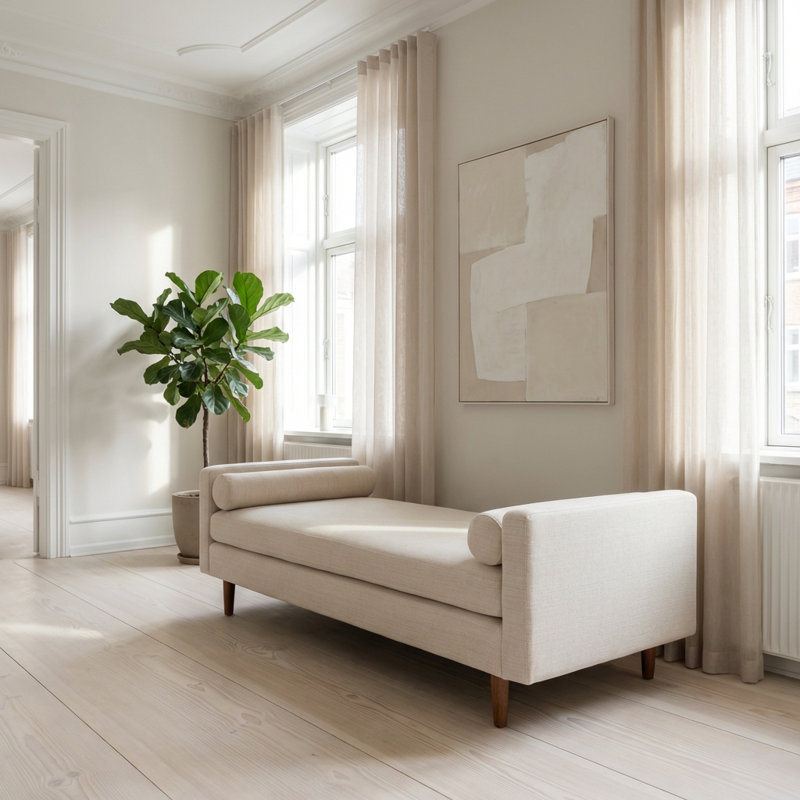 Laguna Upholstered Daybed, Cream Performance Basketweave
