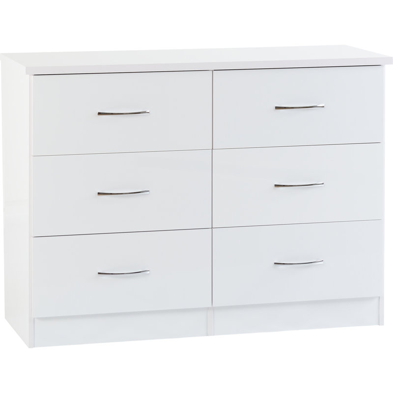 Nevada 6 Drawer Chest, White Gloss