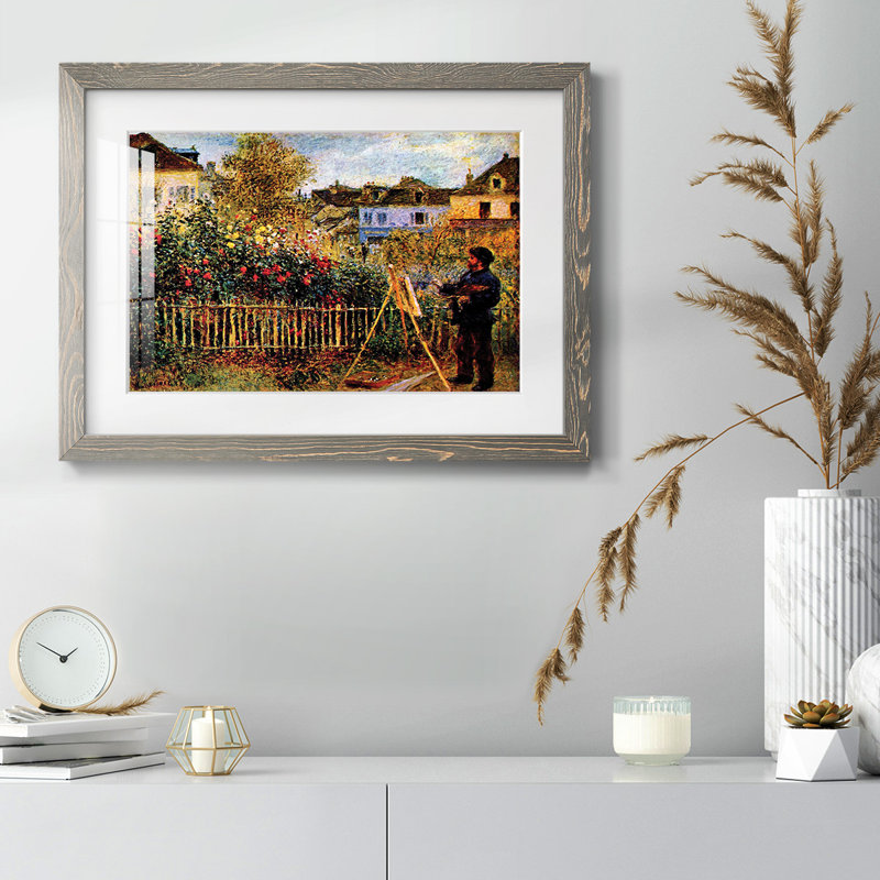 Monet peignant dans son jardin à Argenteuil, H 28 po x l 42 po x P 1,5 po, Gris
