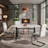 Rectangular Tempered Glass Dining Table with Marble Pattern