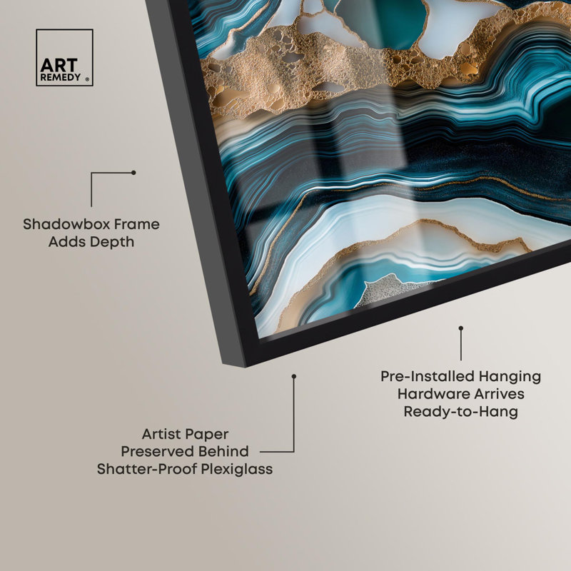 Art mural bleu sarcelle Teal Tectonic II, H 16 po x l 11 po, Noir