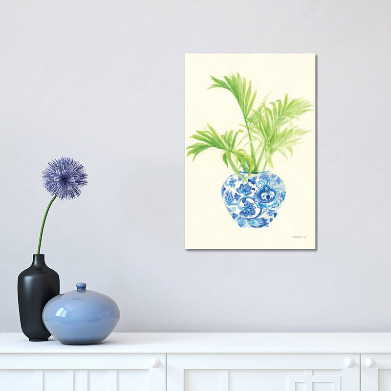 « Palm chinoiserie II » par Danhui nai, reproduction d’art, H 18 po x l 12 po x P 1,5 po, Toile tendue, Pas de tapis