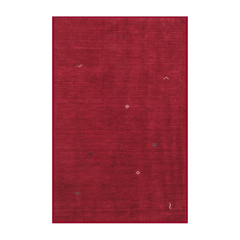 Tapis de zone rouge contemporaine, Rectangle 7 pi x 9 pi